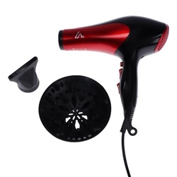 Фен Luazon LGE-004, 3800 Вт, 2 скорости, 3 температурных режима, красно-черный