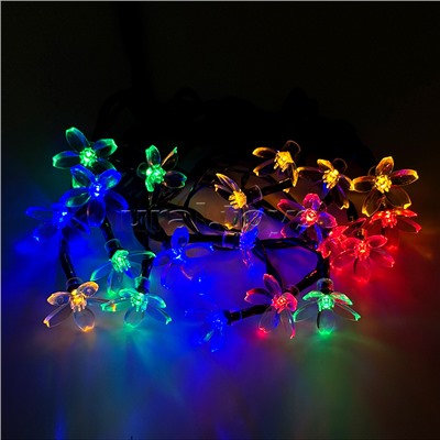 Электрогирлянда 3м, 20 ламп Цветочки, цветная