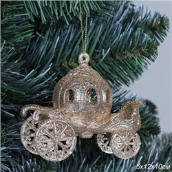 Новогоднее украшение Карета 10 см / LCS-003 /уп 36/144/ золото