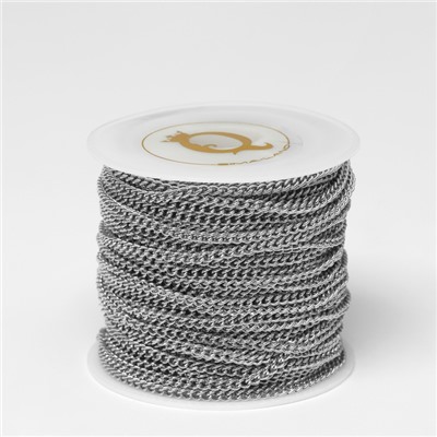 Цепочка железная без карабина на бобине, 0.11×0.11×0.1 см, L=10 м, сердце, цвет серебро