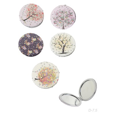 Зеркало карманное 7 см / GT351 /уп 50/300/ кожзам, стразы