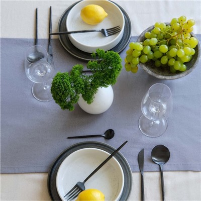 Дорожка на стол Этель ECO, серая, 40×136/±6 см, 70% хлопок, 30% лён, 190 г/м²