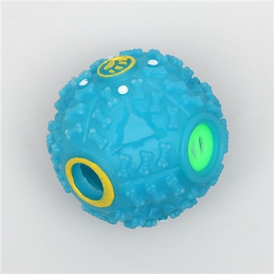 Квакающий мяч для собак, жёсткий, 7.5 см, голубой