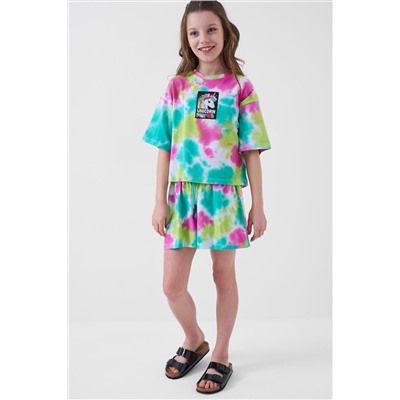 Комплект трикотажный для девочек: фуфайка (футболка), шорты PLAYTODAY, 1243353