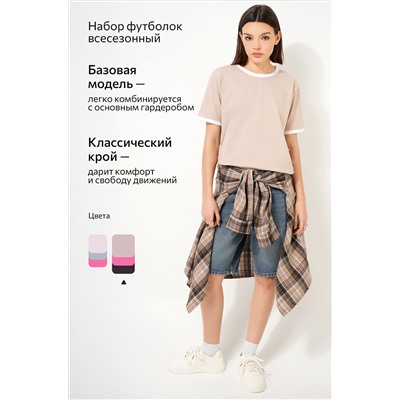 Женская базовая футболка из хлопка с кантом 3 шт. Happyfox