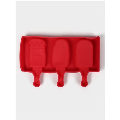 Форма для мороженого «Эскимо со сладостями», силикон, 19.5×17.7 см, 3 ячейки (7×4.2 см), МИКС