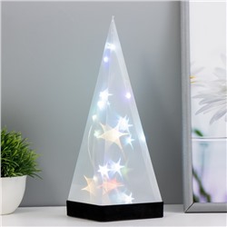 Фигурка светящаяся RISALUX «Звездная пирамида», LED-ночник, RGB, от батареек 3ААА, USB, 9×9×26.5 см