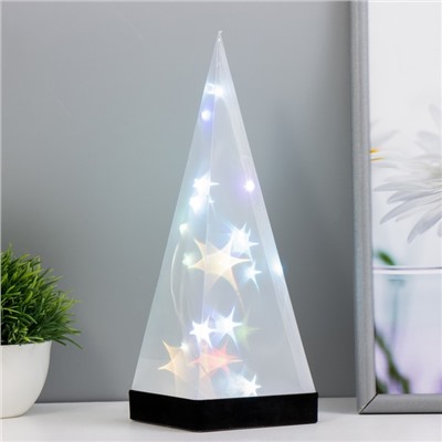 Фигурка светящаяся RISALUX «Звездная пирамида», LED-ночник, RGB, от батареек 3ААА, USB, 9×9×26.5 см