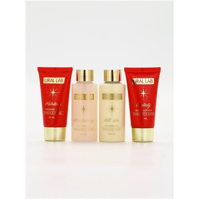 Новогодний подарочный набор косметики: гель для душа 2 шт., масло для душа, лосьон, URAL LAB