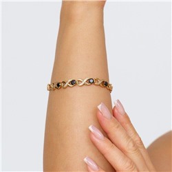 Браслет на руку коллекция "Xuping " покрытие:  позолота, вставка фианиты, гагат,  цвет: прозрачный и черный №160 - X000799312, арт. 001.315