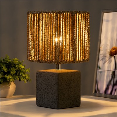 Настольная лампа RISALUX «Каре», E27, 40 Вт, 15×15×29 см, серая