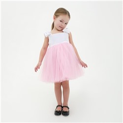 Платье нарядное для девочки KAFTAN, рост 110-116 см, белое, розовое