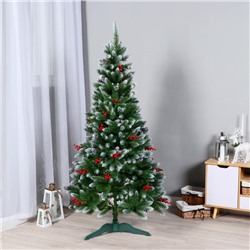 Искусственная ёлка с ягодами и инеем «Принцесса», 180 см, ПВХ ветки отгибаются