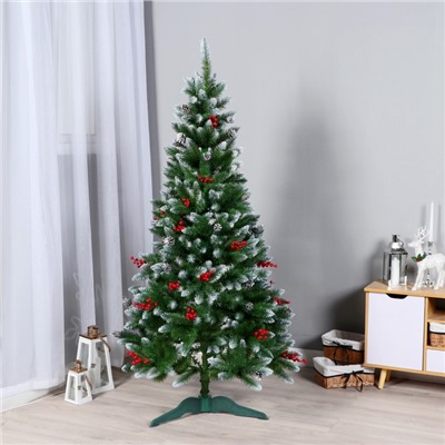 Искусственная ёлка с ягодами и инеем «Принцесса», 180 см, ПВХ ветки отгибаются