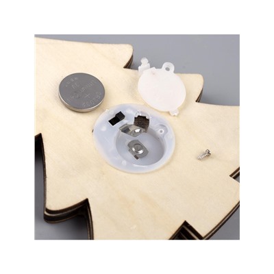 Ёлочная игрушка «Ёлочка в снежинках», 13×13×1 см, 3 LED, от батареек, свечение тёплое белое