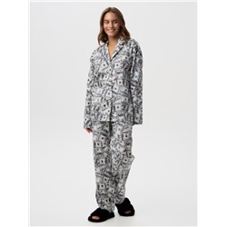 Пижама женская (рубашки, брюки) KAFTAN «Баксы», размер 44-46, зелёная