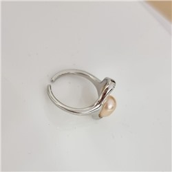 Кольцо разъемное ювелирная бижутерия, покрытие посеребрение, вставка: натуральный жемчуг, арт.219.375