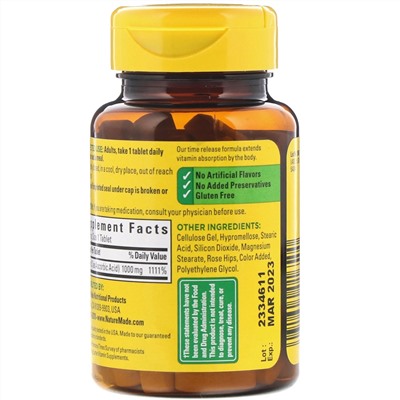 Nature Made, Vitamin C with Rose Hips, Time Release, 1,000 mg, 60 Tablets