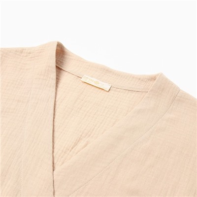 Комплект домашний женский (рубашка на запах, брюки) KAFTAN Basic, размер 40-42, бежевый