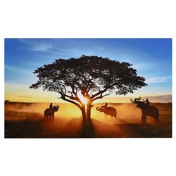 УЦЕНКА Картина-холст на подрамнике «Африканские слоны на закате» 60×100 см