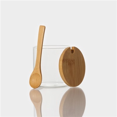 Набор банок стеклянных для сыпучих продуктов на бамбуковой подставке BellaTenero «Эко», 330 мл