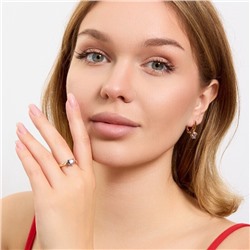 Комплект ювелирной бижутерии коллекция "Дубай" серьги и кольцо 20 р, покрытие позолота, вставка: фианиты, цвет: фиолетовый, арт.313.202-20