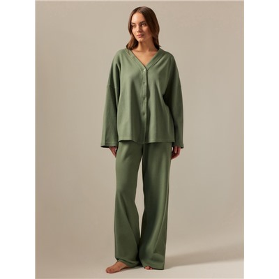 Пижама женская (рубашка, брюки) SL HOME Soft Home, размер 48-50, оливковая