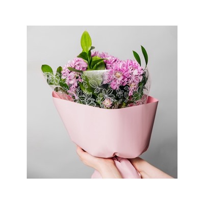 Плёнка для цветов упаковочная глянцевая прозрачная «Цветы», белая, 0.6×10 м