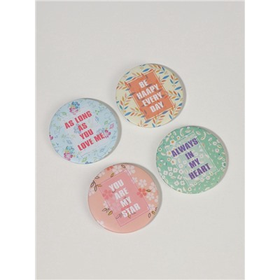 Зеркало складное «Надписи», d=7.5 см, рисунок МИКС