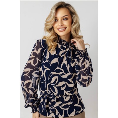 Блузка женская  3187/08/Синий, бежевый