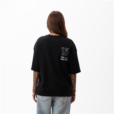 Футболка женская MIST Lucky, размер 44-46, чёрная