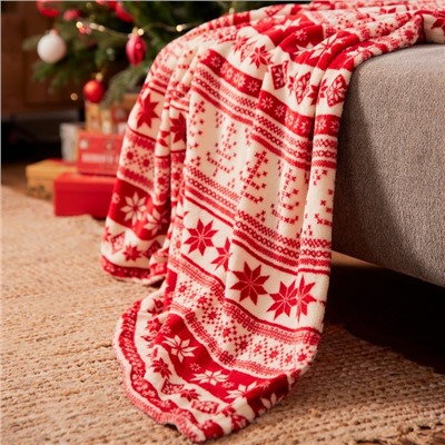 Плед «Этель. Новогодний узор», 150×200 см, корал-флис