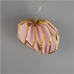 УЦЕНКА Гирлянда «Нить», 2 м, с насадками «Бумажный фонарик розовый», IP20, 10 LED, батарейка AAх2 (не в комплекте), прозрачная нить, свечение тёплое белое