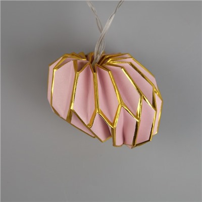 УЦЕНКА Гирлянда «Нить», 2 м, с насадками «Бумажный фонарик розовый», IP20, 10 LED, батарейка AAх2 (не в комплекте), прозрачная нить, свечение тёплое белое