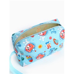 Косметичка-футляр женская с ручкой, объёмная, маленькая, для прокладок, косметики, лекарств, голубая