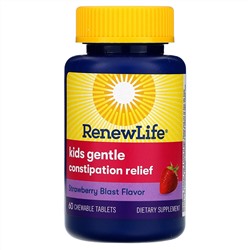 Renew Life, Kids Gentle Constipation Relief, Strawberry Blast Flavor, 60 Chewable Tablets