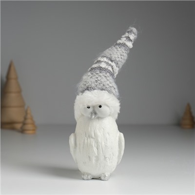 Фигурка полистоун «Птица пучеглазая в серой шапке», 6.5×8×23 см