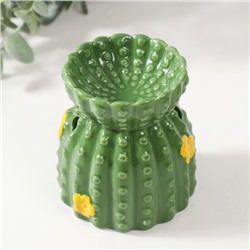 Аромалампа для эфирных масел «Кактус с цветочками», керамика, 8×8×8.5 см