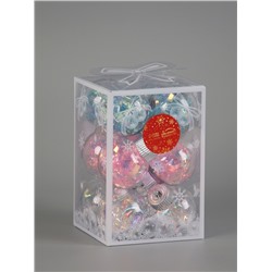 Ёлочные игрушки «Калейдоскоп» волна, шары новогодние, d=6 см, набор 12 шт., МИКС