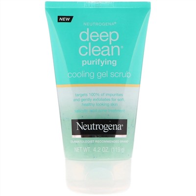 Neutrogena, Deep Clean, очищающий и освежающий гель-скраб, 4,2 унции (119 г)