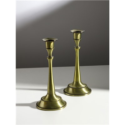 Металлический подсвечник на 1 свечу «Сканди», набор 2 шт., бронза, 24.5×10×10 см