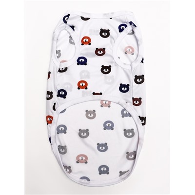 Футболка для животных «Мишка», M (ДС 30, ОГ 42 см), белая