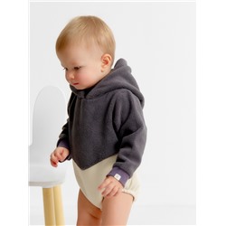 Худи - боди детское MINAKU, рост 62-68 см, графит, экрю