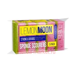 Lemon Moon Губки для посуды Stronge scourers крупнопористые размер 100х71х29 мм 5 шт L006