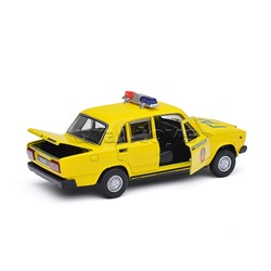 Машина металл ВАЗ-2107 Полиция 12 см, (св-зв, дв, баг,ин, желтый) инерц., в коробке