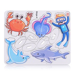 Игровой набор в коробке "Подводный мир" (дерево) крафтовая коробка