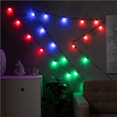 УЦЕНКА Умная гирлянда «Нить» 6 м с насадками «Калейдоскоп», IP20, тёмная нить, 20 LED, свечение RGB, USB