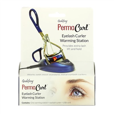 Godefroy, PermaCurl, Eyelash Curler Warming Station, One Warming Station + Eyelash Curler Set + USB Cord