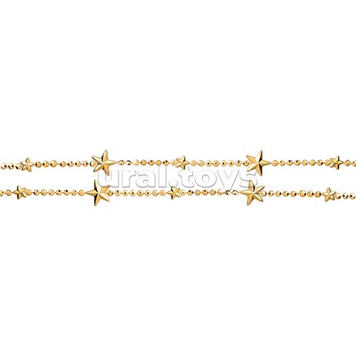 Бусы новогодние "Золотые" со звёздочками (5м)в пакете
