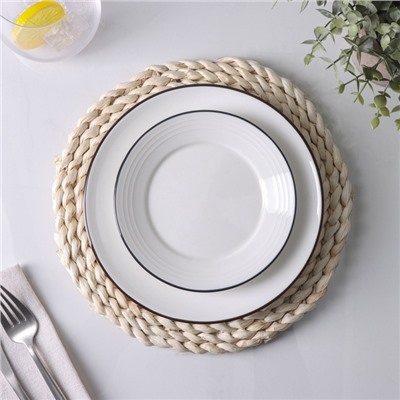 Салфетка сервировочная на стол Доляна «Косичка», плетёная, d=25 см, бежевая